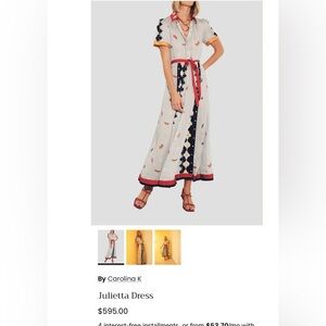 Carolina K Julietta Maxi Dress in Blue, White with Navy & Red Accents size Small